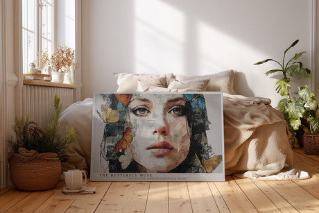 Paul Sinus Wandbild The Butterfly Muse – Poetisches Porträt mit Schmetterlingen, inspiriert von Zerbrechlichkeit und Schönheit der Träume