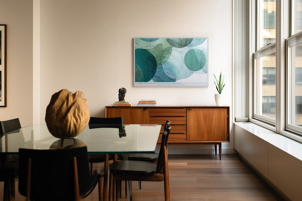 Paul Sinus Wandbild The Calm of Floating Shapes Watercolor Harmony in Oceanic Blue and Green Tones