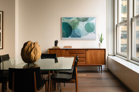 Paul Sinus Wandbild The Calm of Floating Shapes Watercolor Harmony in Oceanic Blue and Green Tones