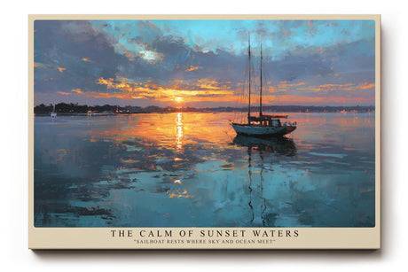 Paul Sinus Wandbild The Calm of Sunset Waters – Segelboot im goldenen Abendlicht spiegelt Ruhe, Weite und Harmonie von Meer und Himmel wider