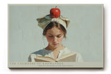 Paul Sinus Wandbild The Calmness of Knowledge – Zeitloses Porträt einer lesenden Frau mit Apfel – Kunstvolles Wandbild zwischen Ruhe, Symbolik und Intellekt.