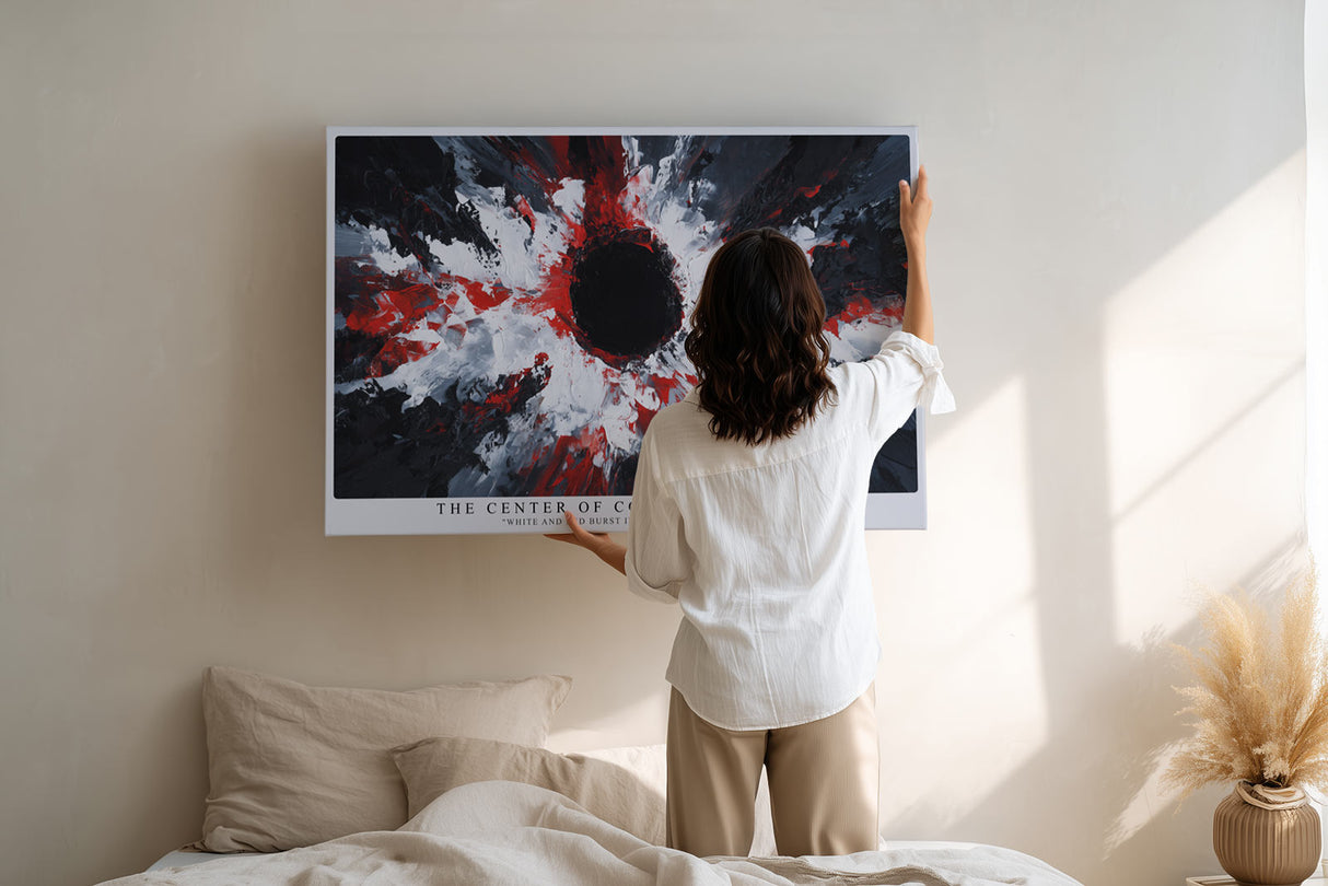 Paul Sinus Wandbild The Center of Colliding Forces Explosion of Energy in Black White and Red