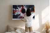 Paul Sinus Wandbild The Center of Colliding Forces Explosion of Energy in Black White and Red