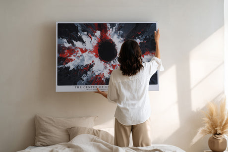 Paul Sinus Wandbild The Center of Colliding Forces Explosion of Energy in Black White and Red