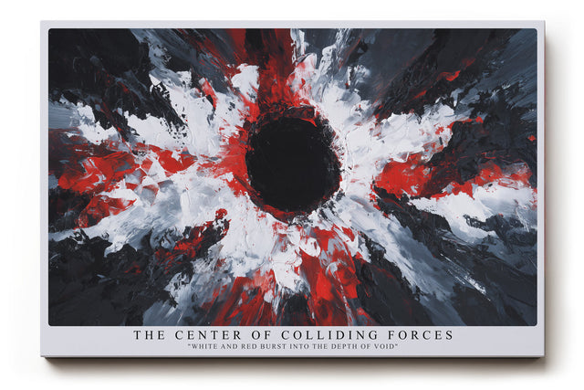 Paul Sinus Wandbild The Center of Colliding Forces Explosion of Energy in Black White and Red