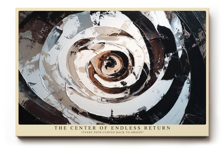 Paul Sinus Wandbild The Center of Endless Return – Abstrakte Bewegung und kraftvolle Tiefe in monochromer Struktur