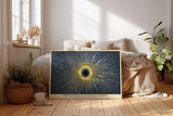 Paul Sinus Wandbild The Center of Radiant Energy abstraktes Punktmuster mit gold-blauem Lichtzentrum
