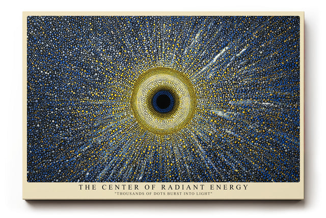 Paul Sinus Wandbild The Center of Radiant Energy abstraktes Punktmuster mit gold-blauem Lichtzentrum