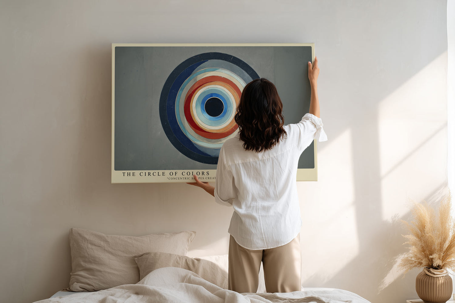 Paul Sinus Wandbild The Circle of Colors Abstraktes Kunstwerk mit konzentrischen Farbringen in harmonischer Anordnung und moderner Symbolik.
