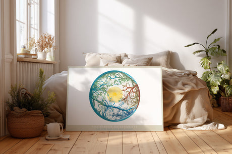 Paul Sinus Wandbild The Circle of Elements harmonisches Naturmotiv mit Sonne, Wasser und Ästen im Gleichgewicht der Elemente