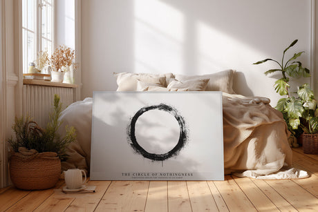 Paul Sinus Wandbild The Circle of Nothingness – minimalistischer schwarzer Kreis auf Weiß symbolisiert Leere, Meditation und das Unendliche