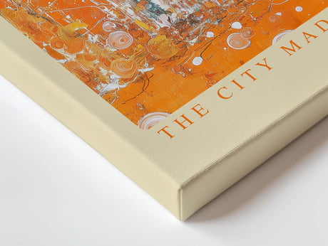 Paul Sinus Wandbild The City Made of Pure Light Abstract Skyline in Vibrant Orange Glow