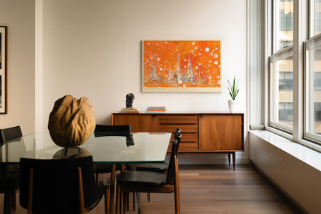 Paul Sinus Wandbild The City Made of Pure Light Abstract Skyline in Vibrant Orange Glow