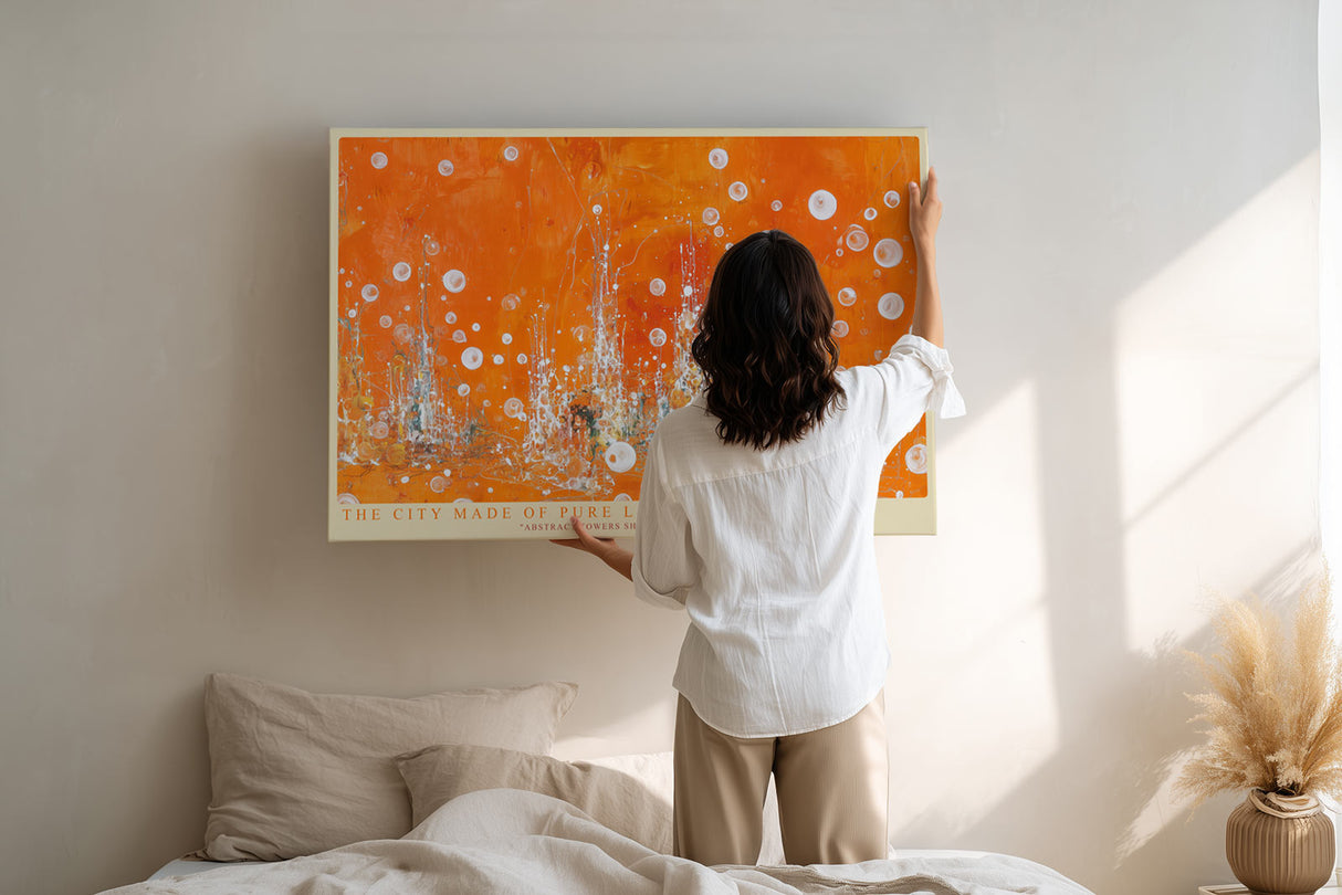 Paul Sinus Wandbild The City Made of Pure Light Abstract Skyline in Vibrant Orange Glow
