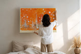Paul Sinus Wandbild The City Made of Pure Light Abstract Skyline in Vibrant Orange Glow