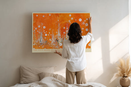 Paul Sinus Wandbild The City Made of Pure Light Abstract Skyline in Vibrant Orange Glow