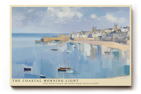 Paul Sinus Wandbild The Coastal Morning Light Impression eines ruhigen Hafenmorgens mit sanftem Licht und zarten Pastelltönen, die das Erwachen des Tages über dem Meer einfangen.