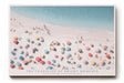 Paul Sinus Wandbild The Coastline of Bright Moments – Luftaufnahme eines sonnigen Strandes mit bunten Sonnenschirmen und türkisblauem Meer