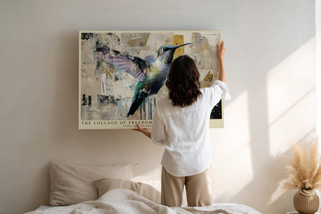 Paul Sinus Wandbild The Collage of Freedom Abstract Hummingbird in Motion of Color and Chaos
