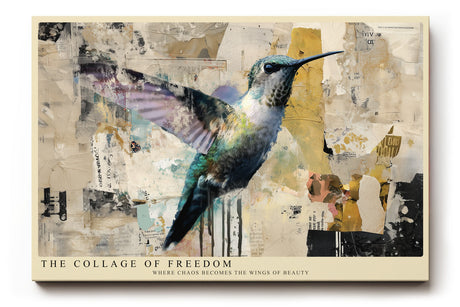 Paul Sinus Wandbild The Collage of Freedom Abstract Hummingbird in Motion of Color and Chaos