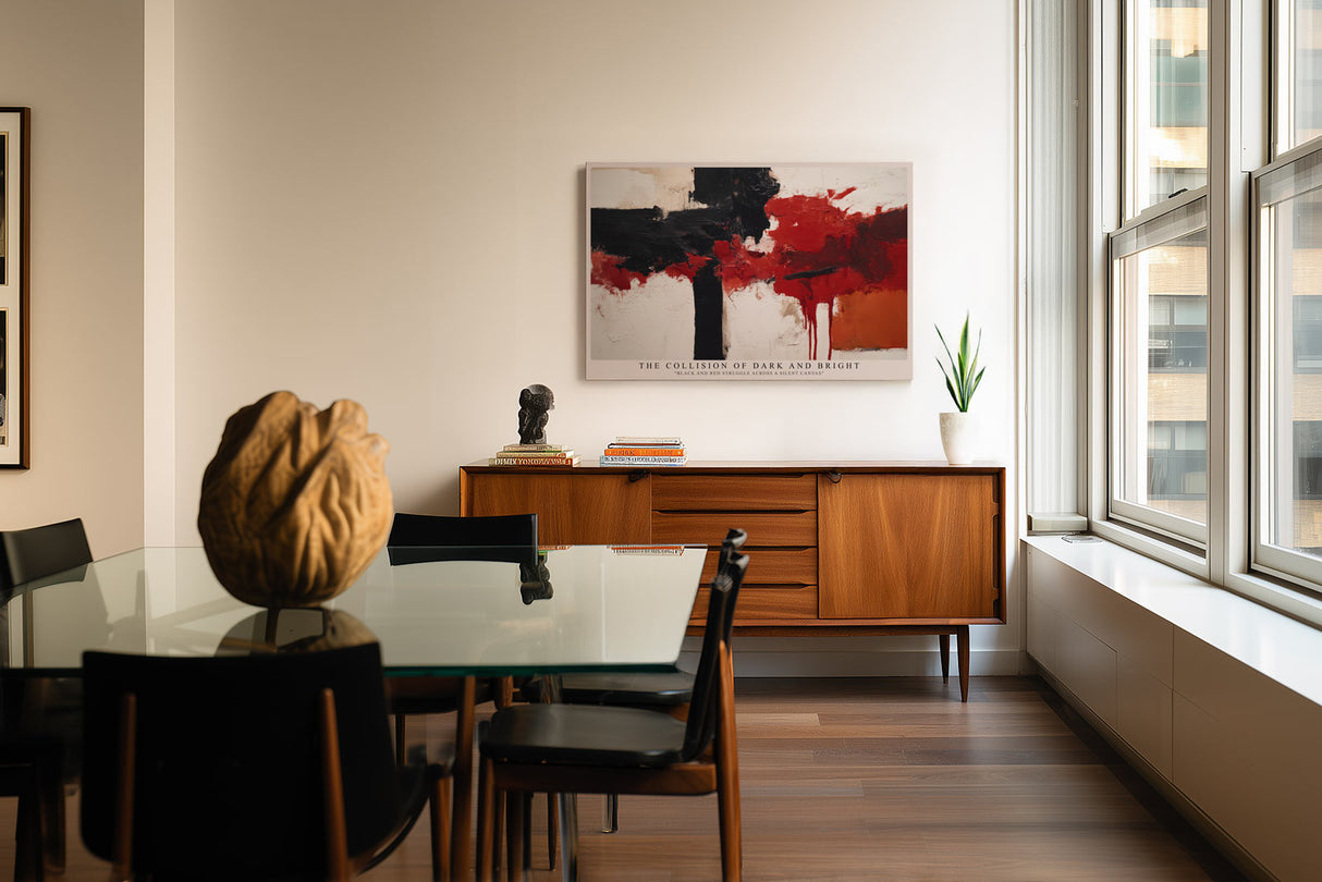 Paul Sinus Wandbild The Collision of Dark and Bright Black and Red Struggle Across a Silent Canvas