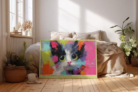 Paul Sinus Wandbild The Colorful Little Paws – Verspieltes Katzenporträt in leuchtenden Farben, Symbol für Freude, Neugier und Lebenslust