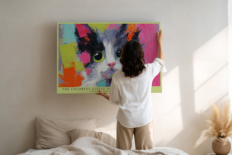 Paul Sinus Wandbild The Colorful Little Paws – Verspieltes Katzenporträt in leuchtenden Farben, Symbol für Freude, Neugier und Lebenslust