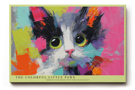 Paul Sinus Wandbild The Colorful Little Paws – Verspieltes Katzenporträt in leuchtenden Farben, Symbol für Freude, Neugier und Lebenslust