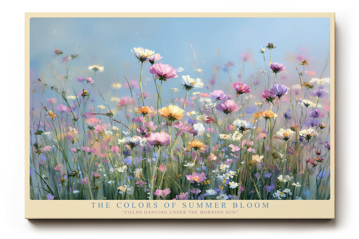 Paul Sinus Wandbild The Colors of Summer Bloom – Blühende Sommerwiese in sanften Pastelltönen – Lebendiges Wandbild mit natürlicher Leichtigkeit und Farbpoesie.