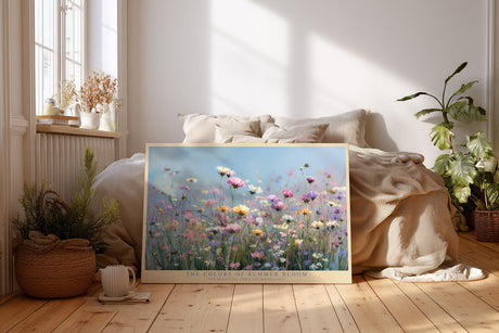 Paul Sinus Wandbild The Colors of Summer Bloom – Blühende Sommerwiese in sanften Pastelltönen – Lebendiges Wandbild mit natürlicher Leichtigkeit und Farbpoesie.