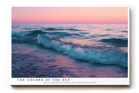 Paul Sinus Wandbild The Colors of the Sea Ausdrucksstarke Darstellung des Meeres bei Sonnenuntergang in leuchtenden Violett- und Rosatönen mit bewegten Wellen.