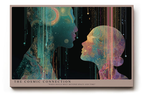 Paul Sinus Wandbild The Cosmic Connection – Abstraktes Porträt zweier Seelen im farbigen Licht des Universums