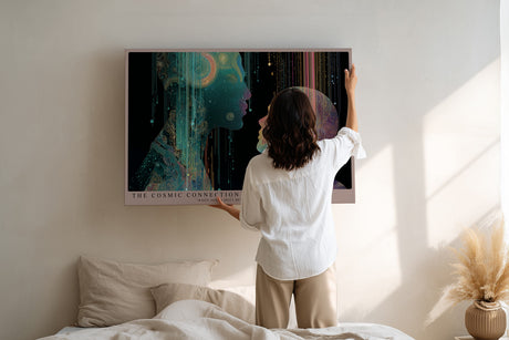 Paul Sinus Wandbild The Cosmic Connection – Abstraktes Porträt zweier Seelen im farbigen Licht des Universums