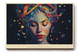 Paul Sinus Wandbild The Cosmic Dance of Mind – Farbenreiche Portraitkomposition mit kosmischer Energie – Ausdrucksstarkes Wandbild zwischen Traum und Gedankenwelt.