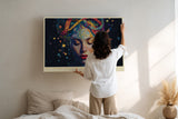 Paul Sinus Wandbild The Cosmic Dance of Mind – Farbenreiche Portraitkomposition mit kosmischer Energie – Ausdrucksstarkes Wandbild zwischen Traum und Gedankenwelt.