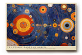 Paul Sinus Wandbild The Cosmic Dance of Orbits abstraktes Weltraummotiv mit Planeten und Bahnen in Blau-, Rot- und Goldtönen