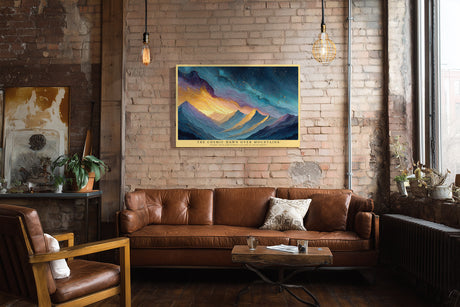 Paul Sinus Wandbild The Cosmic Dawn Over Mountains Sunrise and Stars in Color Waves