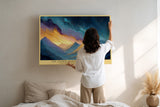 Paul Sinus Wandbild The Cosmic Dawn Over Mountains Sunrise and Stars in Color Waves