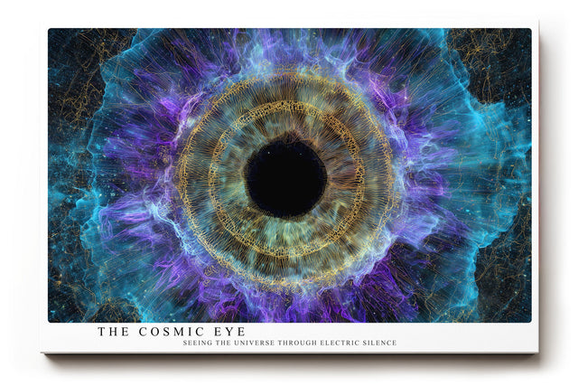 Paul Sinus Wandbild The Cosmic Eye Electric Vision of Space in Blue and Gold Harmony
