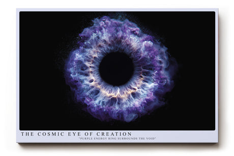Paul Sinus Wandbild The Cosmic Eye of Creation – Abstrakte Darstellung eines energetischen Auges in Violett- und Blautönen, Symbol für Ursprung, Energie und Unendlichkeit
