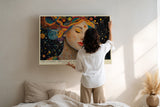 Paul Sinus Wandbild The Cosmic Mosaic of Dreams Colorful Face among Stars