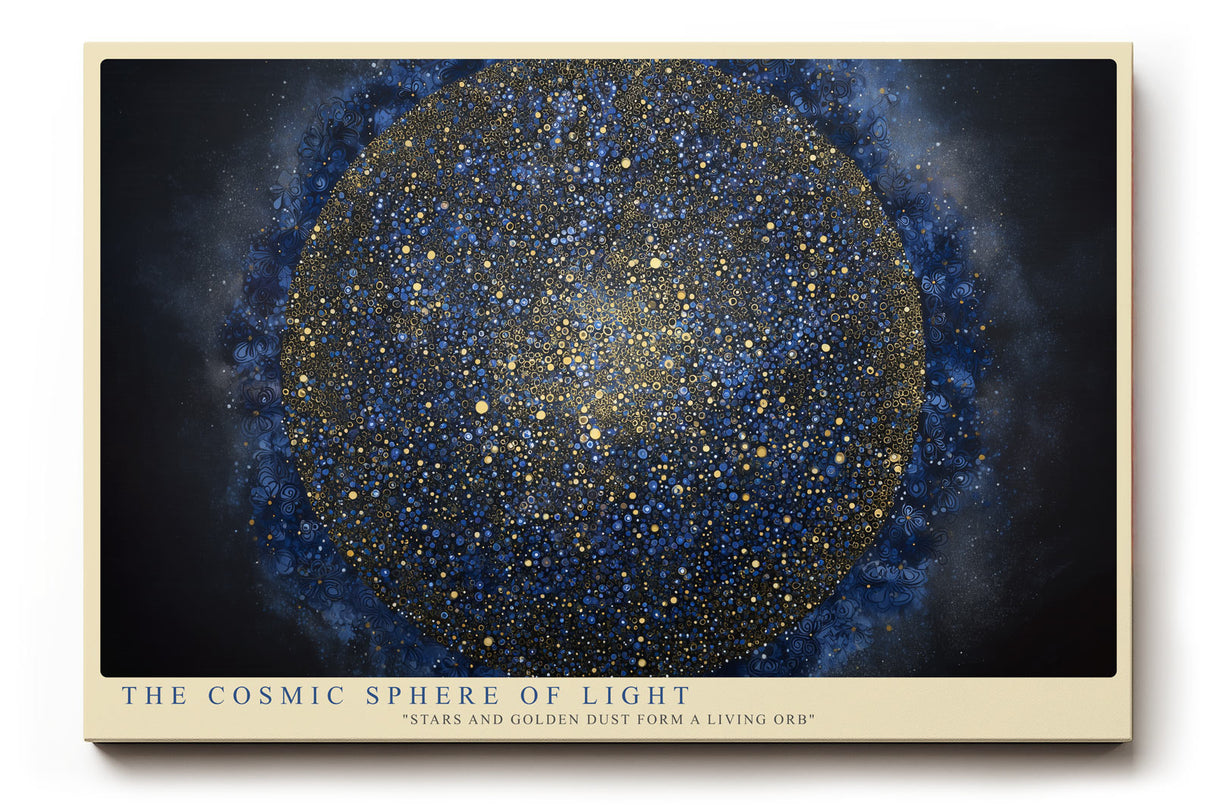 Paul Sinus Wandbild The Cosmic Sphere of Light Golden Dust in Infinite Space
