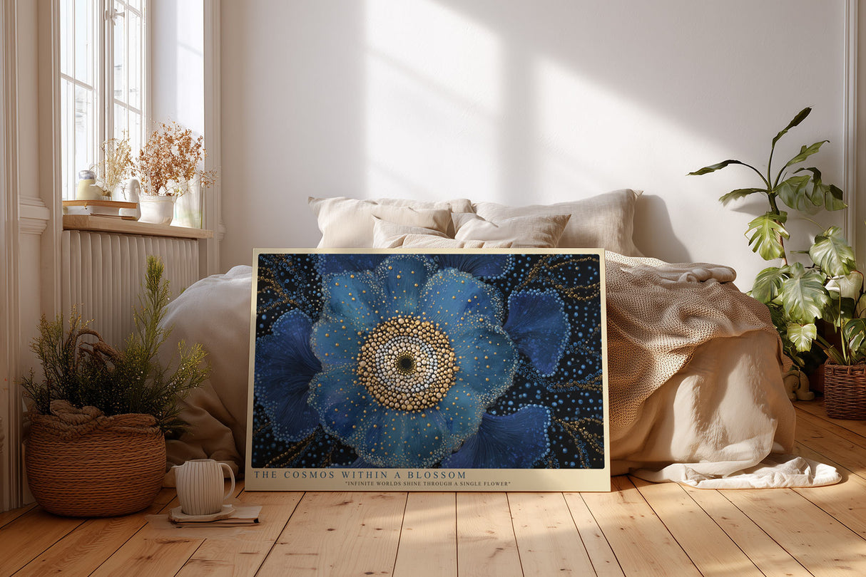 Paul Sinus Wandbild The Cosmos Within a Blossom Blue Flower of Infinite Detail and Cosmic Harmony
