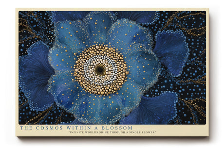 Paul Sinus Wandbild The Cosmos Within a Blossom Blue Flower of Infinite Detail and Cosmic Harmony