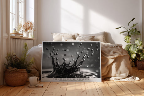 Paul Sinus Wandbild The Crown of Liquid Shadows – Schwarz-Weiß-Makroaufnahme einer Wasserkrone