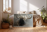 Paul Sinus Wandbild The Crown of Nature – majestätischer Stier mit Blütenkranz symbolisiert Stärke, Anmut und die Verbindung von Natur und Kraft
