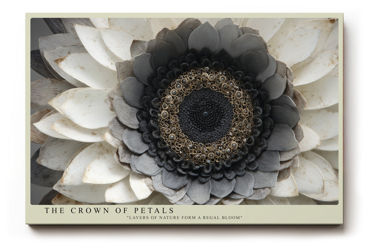 Paul Sinus Wandbild The Crown of Petals – detailreiche Blüte in Grau- und Weißtönen symbolisiert Eleganz, Struktur und die Kraft der Natur