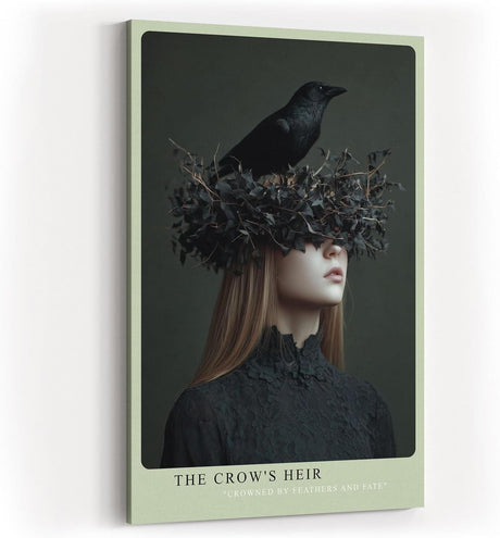 Paul Sinus Wandbild in 40x60cm The Crow's Heir – Porträt einer Frau mit Krähenkrone aus Zweigen und Blättern