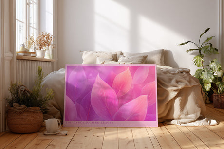 Paul Sinus Wandbild The Dance of Pink Leaves Poetisches Farbspiel in Rosa- und Violetttönen mit schwebenden Blättern, die Leichtigkeit und Bewegung ausdrücken.