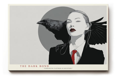 Paul Sinus Wandbild The Dark Bond stilvolles Porträt mit Frau und Rabe im minimalistischen Stil für moderne Räume mit geheimnisvoller Atmosphäre